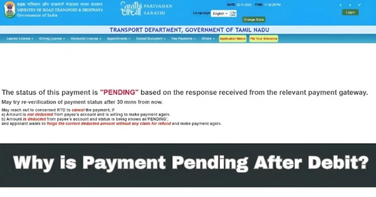 Why Is My Payment Pending After Debit? Parivahan Sarathi
