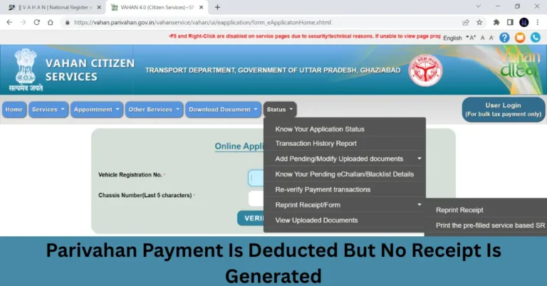 Parivahan Payment Is Deducted But No Receipt Is Generated