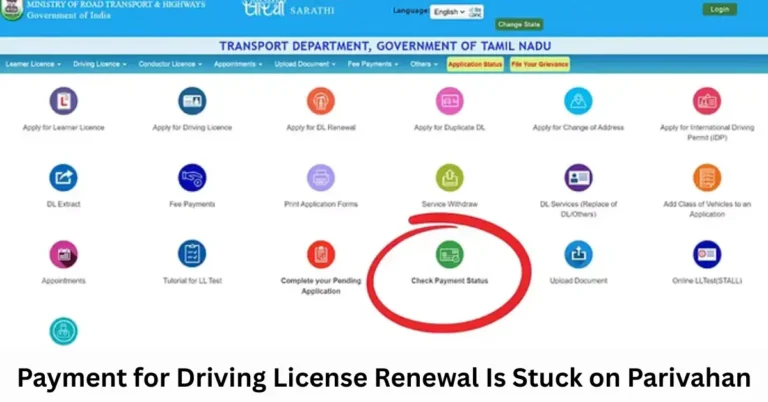 Payment for Driving License Renewal Is Stuck on Parivahan