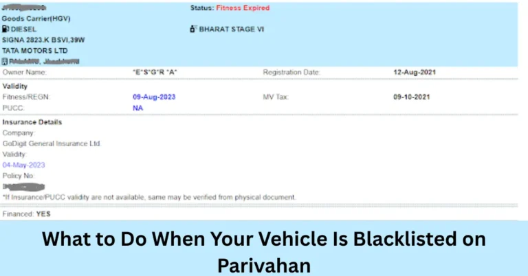 What to Do When Your Vehicle Is Blacklisted on Parivahan