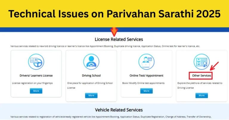 Technical Issues on Parivahan Sarathi 2025