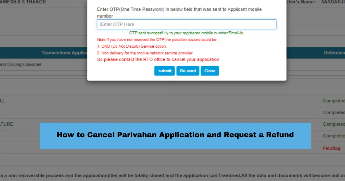 How to Cancel Parivahan Application and Request a Refund