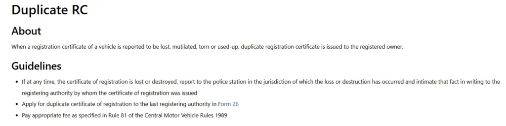 Apply for a Duplicate Driving License on Parivahan Sewa