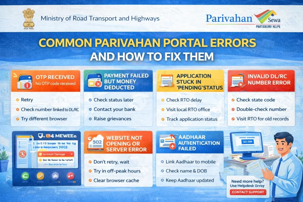 Common Parivahan Portal Errors and How to Fix Them