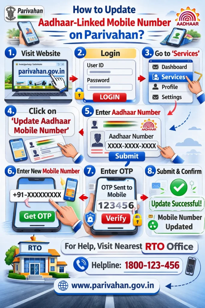 How to Update Aadhaar‑Linked Mobile Number on Parivahan
